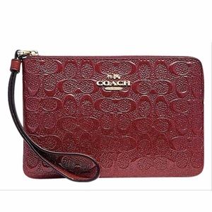 NWT Authentic Coach Zip Wristlet Signature Leather